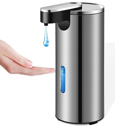 Automatic Soap Dispenser, 13.5oz/400ml Stainless Steel Touchless Soap Dispenser Liquid, 3 Levels Adjustable Infrared Sensor Free Hand Electric Dish Dispenser for Bathroom,Kitchen,Hotel