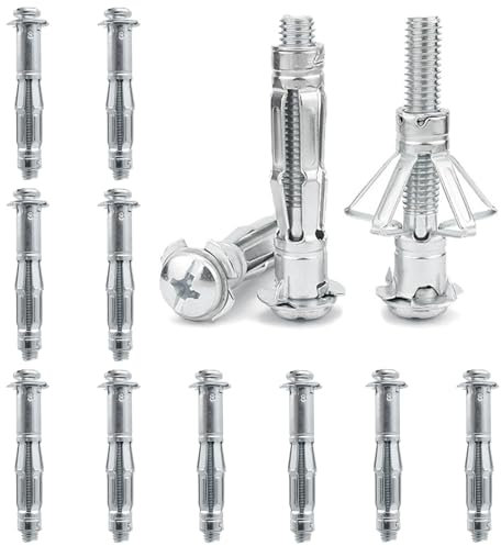 DAIRYCOF Plasterboard Fixings 10Pcs Hollow Wall Anchor M8×65mm - Heavy Duty Metal Expansion Nuts for Plasterboard, Tiles & Partitions - Fix Curtain Rails, Shelves, Light Fittings