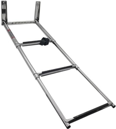 Scala telescopica per barca, estensibile, 3 gradini, in acciaio inox, portatile, pieghevole, per yacht, piscina, camper, subacquea
