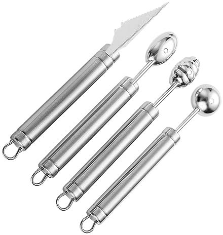 Ciieeo 4 Pièces Cuillère à Melon à Billes de Melon à Fruits Acier Inoxydable Outils pour Fruits et Légumes