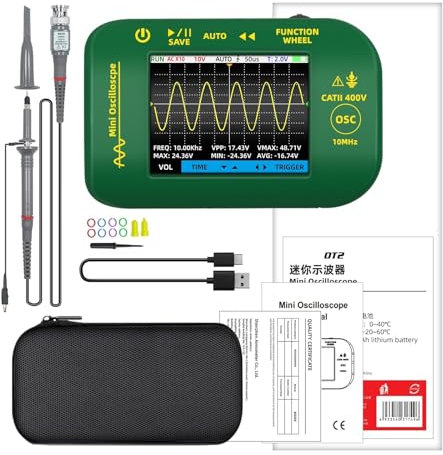 TIEOAXFT Osciloscopio Digital portátil automático con frecuencia de muestreo de 10 Mh/z y Ancho de Banda analógico de 1,5 kSa/s for Herramientas de reparación electrónica.(OT2-oscilloprobe)