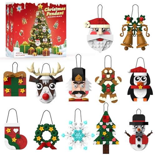 Conalaa Calendrier de l’Avent 2025, Set de Blocs de Construction Décorations de Noël, 12 Pièces à Suspendre, Bonhomme de Neige et Renne, Cadeaux Jouets pour Enfants Filles et Garçons dès 6 Ans