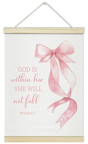 LETUROIA Pink Bow Poster Hanger Frame, Christian Canvas Wall Decor(12×16), Wall Art For Women Girls Room Living Room Bedroom Therapy Office -12