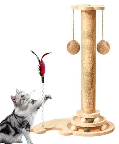 Poste Rascador para Gatos,Juego Interactivo para Gatos De Interior | Interactivo para Estimular Gatitos para Uso en el Hogar y al Aire Libre, Rascador para Mascotas 4 en 1