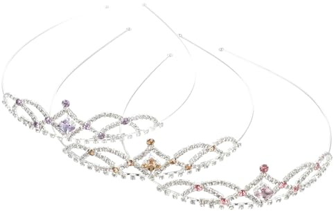 MAGICLULU 3stücke Kronenhaarband mit Strass für Mädchen Geburtstags-kopfschmuck Glänzendes Stirnband Tiara-haarreifen für Festivals und Fotoshootings