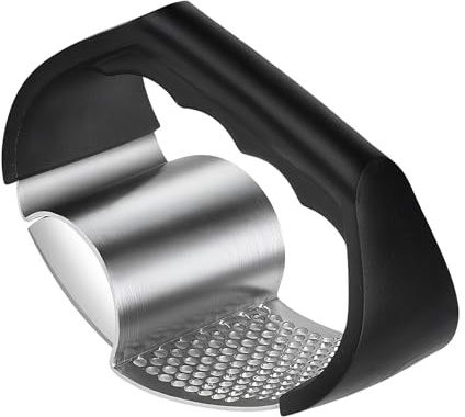Spremiaglio a dondolo, resistente, ergonomico, in acciaio inox, schiaccia-aglio e zenzero, per cucina, casa, ristorante, cucinare senza sforzo