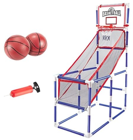 kesurpae Basketkorg Inomhus Utomhussporter Arkadspel Justerbar Höjd Mini Barnleksaker Lätt att Installera Rolig Utvecklingsupplevelse Barnbasketkorg Kit Födelsedagspresent Pojkleksaker , 2 bollar