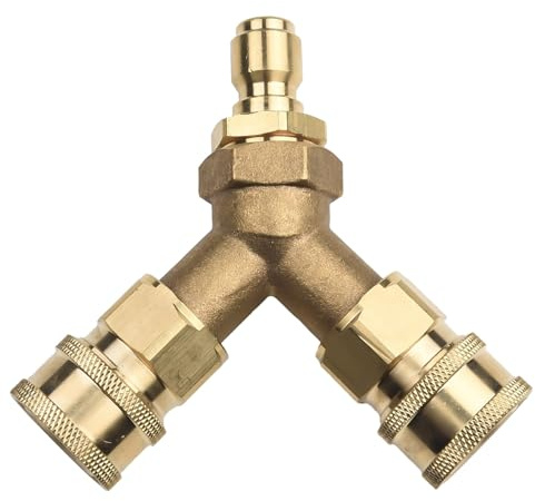 Opatiny Coupleur répartiteur en T en laiton de 96,5 cm, nettoyeur haute pression, 40 GPM 4000 psi, accessoire à haut débit, double connecteur de sortie, tuyaux à déconnexion rapide