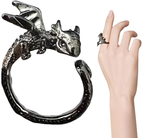 Générique Fingerdrake virkad spännring, drakkrokring, justerbara spännen, drake, fingertråd, stickad