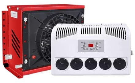 24V Large Truck Parking Air Conditioning 12V Car Mounted Cooler Loading Modification Intelligent Variable Frequency Quick Cooling Smooth Operation(12V Red)