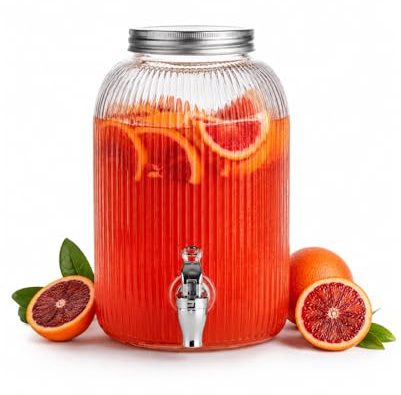 MOHOME Dispenser Bevande con Rubinetto in Vetro da 5 L Distributore Acqua Limonata Contenitore Trasparente Bibite Brocca Lavabile in Lavastoviglie Erogatori Acqua Ufficio Campeggio Aperitivo