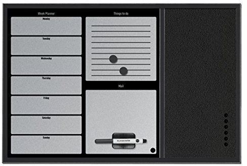 Bi-Office MX03402169 - Kombiplaner, MDF Rahmen lackierter Stahl Filz, 60 x 40 cm großer, schwarz/silber