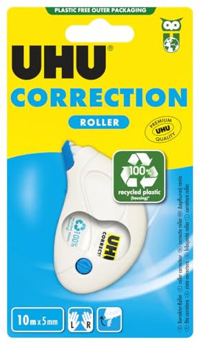 UHU Correction Tape Compact for Fast, Clean and Line Accurate Correction, 10 m x 5 mm