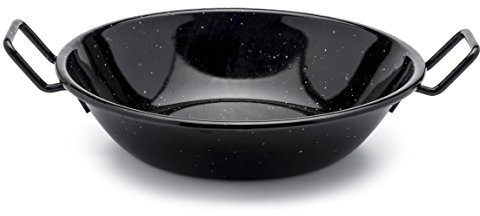 Zinel 4503 Pan Kadai/Wok with Handles, Enamel, Black/White Dots, 24cm