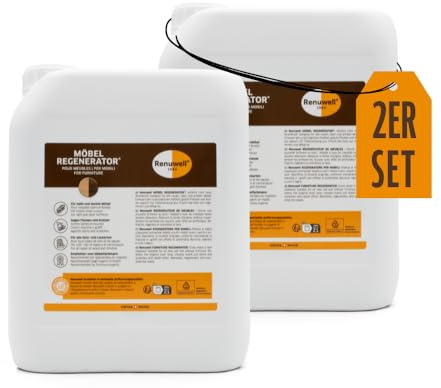 Renuwell Möbel-Regenerator, 2x 5 Liter Spar-Set – Intensive Pflege und Regeneration für Holzmöbel und Oberflächen, entfernt Wasserflecken, Kratzer & Hitze-Ringe, Schweizer Qualitätsprodukt