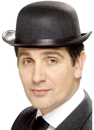 Smiffys Bowler, Schwarz, Filz mit schwarzem Band Halloween