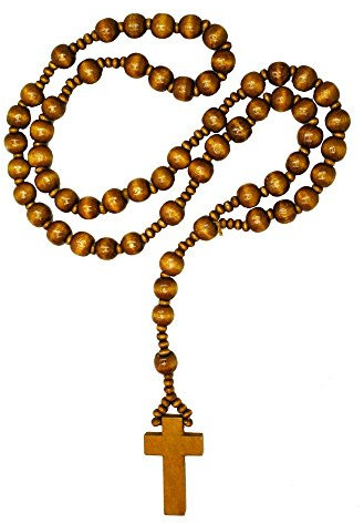 Soul-Cats Rosenkranz aus Holz in DREI versch. Farben braun schwarz Holzperlen Kette Kreuz, Farbe: braun