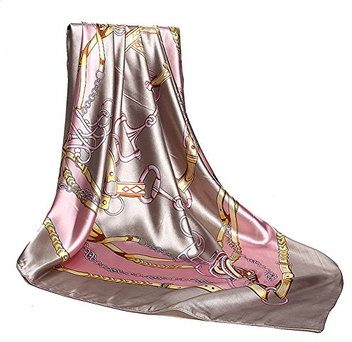 Scarf i silke, bälte, mönster ,stor fyrkantig huvudduk i satin, huvudbonad, 90 cm (35 tum), 6nr
