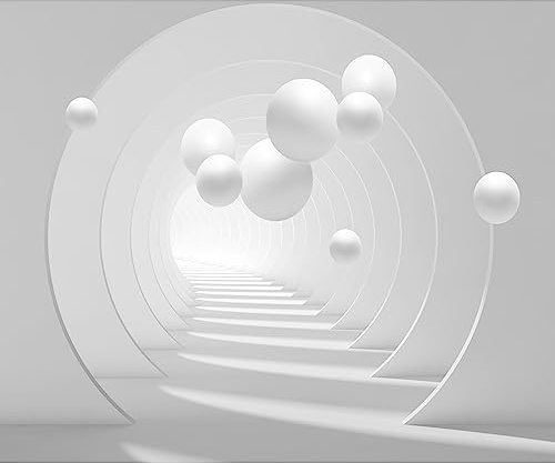 murando - Vlies Fototapete 3D Effekt 400x280cm - Foto Tapete Schlafzimmer Wohnzimmer Moderne Vliestapete XXL Wandtapete Motivtapeten 3d Effekt Wand Dekoration - Kugeln Tunnel grau a-C-0101-a-a