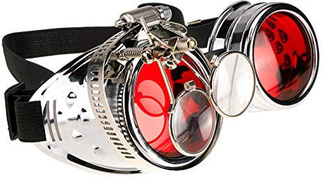 4sold Loupes Steampunk Antique Copper Cyber ​​Goggles Rave Goth Vintage Victorian Sonnenbrillen Inklusive GRATIS UV400 Sonnenbrille Objektiv und zusätzliche Aufkleber alle Bilder sehen