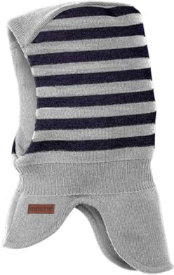 maximo Mini-Schlupfmütze, Windstopper 2-farb-Ringel Made in Germany 49 Graumeliert/Marine