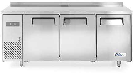 HENDI Table de congélation Arktic 3 portes avec 3 étagères réglables, -22/-12°C, 390 L, dégivrage automatique, affichage digital, 230V/550W, 1800x600x(H) 800 mm, acier inoxydable