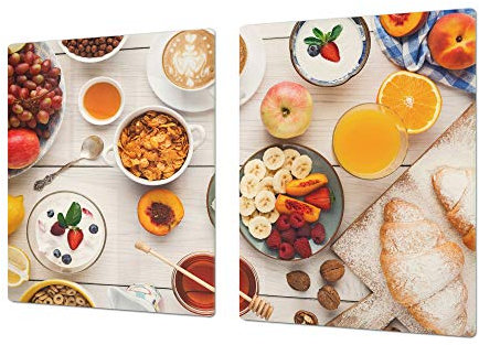 Big Kitchen Board & Induction Cooktop Cover – Glass Pastry Board – Single: 80 x 52 cm (31,5” x 20,47”); Double: 40 x 52 cm (15,75” x 20,47”); Food Series DD16