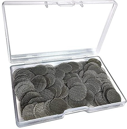Gebildet 200pcs Stainless Steel Pipe Filters, 15mm/0.59 Inch Smoking Screens Pipe, Silver Mesh Screens Gauzes Filter with Storage Box