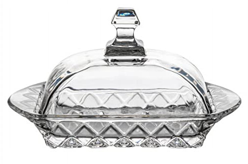 Burriera in vetro con coperchio e base con manico