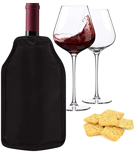 GEEZY Wine Bottle Cooler Sleeve – Durable Cooler with Coolant Gel for 4-Hour Chill, Perfect for Wine, Beer, and Champagne – Black, Lightweight, Portable, Ideal for Outdoor Events