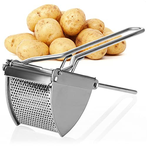 COM-FOUR® Pressa per patate in acciaio inossidabile, lavabile in lavastoviglie - pressa per spaetzle - pressa per gelato spaghetti - schiacciapatate