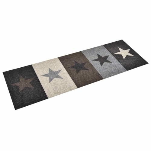 vidaXL Küche Bodenmatte Waschbar rutschfest Fußmatte Läufer Flurteppich Teppich Küchenläufer Teppichläufer Küchenteppich Stern 60x180cm