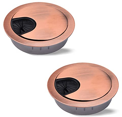 2Pcs 80mm Desk Cable Grommets, Computer Desk Metal Cable Hole, Round Cable Hole Cover for Desktop Cable Organizer(Red)