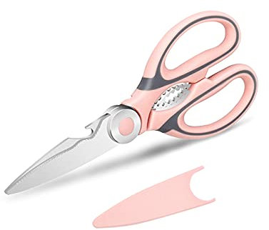 Kitchen Shears Scissors Heavy Duty, Kitchen Scissors Multi-purpose stainless steel sharp, Kitchen Scissors for Chicken/Poultry/Meat/Vegetables/Herbs/BBQ (Pink)