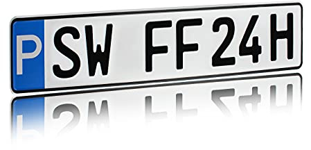 Finest Folia Individuelles Parkplatzschild 520x110mm mit P-Symbol aus Aluminium Wunschkennzeichen mit eigenem Text Wunschname für Parkplatz Schild (03 P - Wunschkennzeichen)