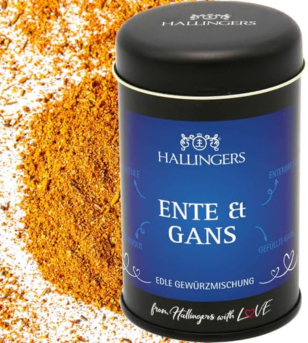 Hallingers Genuss Manufaktur Gewürzmischung Geschenk - Koch-Gewürze in edler Geschenk-Dose Ente & Gans für Ente, Gans & Fasan, Geschenkidee für Frauen Männer