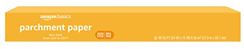 Amazon Basics Non-Stick Parchment Paper for Baking, Cooking, Oven Safe, 15 inches, 90 Sq Ft Roll, 1 Pack