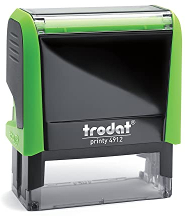 Stempel Personalisiert Trodat Printy 4912 – Firmenstempel Selbst Erstellen mit 5 Zeilen Text – Gehäuse Apfelgrün, Abdruck 47x18 mm