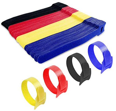 Gvolatee 120 pezzi Fermacavi, Fascette Cavi Riutilizzabili in Nylon 12×150 mm, Cavi quattro Colori Set, Fascette Fermacavo per Organizzazione Casa Ufficio