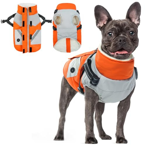 Hundemantel für Kleine Hunde, Winterjacke Hund Wintermantel Kleine Hunde Regenmantel Hundepullover Kleine Hunde Hundemantel Chihuahuas(Orange, S)