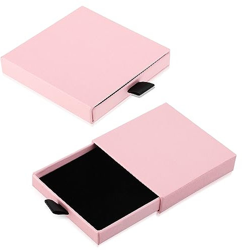2Pcs Jewelry Gift Box Bracelet Gift Boxes Necklace Earring Bracelet Kraft Organizer Box Square Gift Boxes for Valentine's Day Jewellery Gift (Pink)