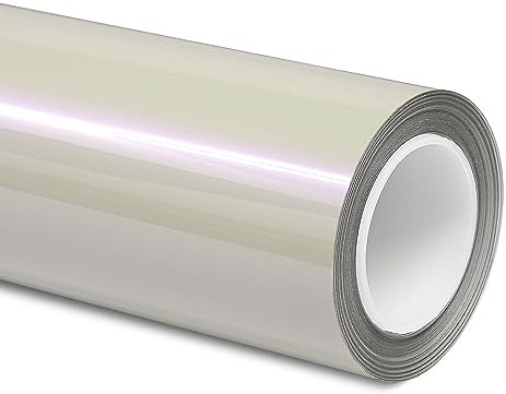 Folindo® Perlmutt Autofolie Weiss/Violett Glanz (13€/m²) | 100 x 152 cm | Selbstklebende Luftkanal Folie zur Auto Folierung | Blasenfrei Pearl Effekt Folie
