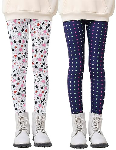 Maeau 2-pack varma leggings för flickor, barn, vinterbyxor, fleecefodrade tjocka byxor, termobyxor, bomullsleggings, fodrade höst 3–13 år/100–160 cm, 16, 150