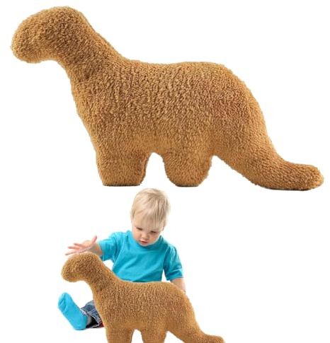 Bukezudang Dino Nugget Kissen & Dinosaurier-Nugget-Kissen – Witziges Dino Chicken Nugget Plüschtier für Kinder & Erwachsene – Weiches Dino Kuscheltier(Brontosaurus)
