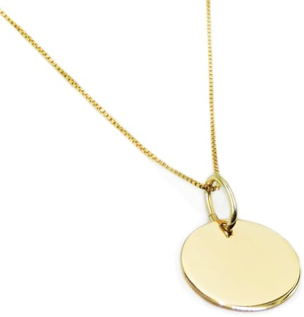 Collana Donna Argento 925 Oro Con Ciondolo Personalizzata con Medaglia Tonda Personalizzabile in Argento 925 Placcato Oro, Incisione Gratuita Oro
