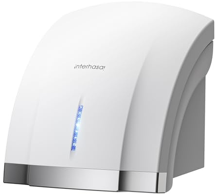 interhasa! Automatische Händetrockner Mit Elektrischer Heizung Für Zu Hause 1800W Energiesparender Elektrischer Hochgeschwindigkeits-Händetrockner, Berührungsloser Wand-Händetrockner（Weiß）