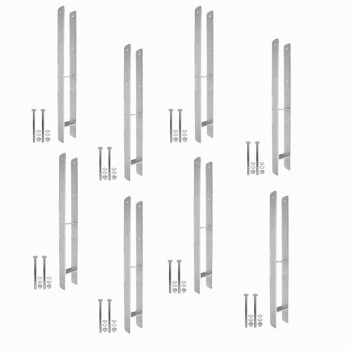 1 Set bestehend aus 8 H-Pfostenträger feuerverzinkt, extra lang, 6 mm / 800 mm für 120 mm Pfosten, inkl. Befestigungsset