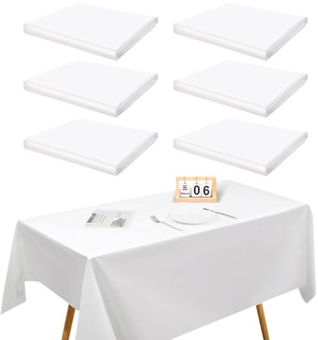 PHIEZC 6 Piezas manteles Blancos, manteles Desechables, manteles de Mesa de Cerveza, manteles en Rollos de Papel, 137 * 274 cm, manteles rectangulares para Fiestas, Bodas, Navidad