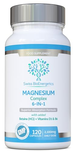 Magnesium Complex 6-in-1 | Max Absorption Formula 2100mg of Magnesium Bisglycinate, Magnesium Taurate, Magnesium Citrate, Magnesium Gluconate, Magnesium Malate, Magnesium Lactate, Vegan UK Made