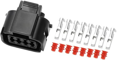 A ABSOPRO 8 Pin LED Halogen-Scheinwerferstecker 2,2 mm Serie Weiblicher Drahtanschlussstecker für Hyundai Elantra 2011-2015 Kunststoff verzinntes Kupfer Schwarz 1 Satz